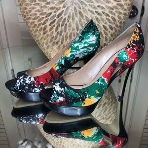 Multi-colored Peep Toe Heels